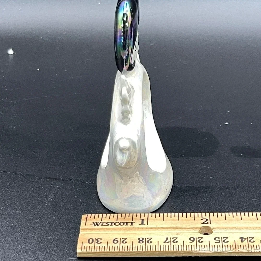 Vintage Iridescent Ceramic Angel Napkin Rings Set of 2 White Luster Winged Decor